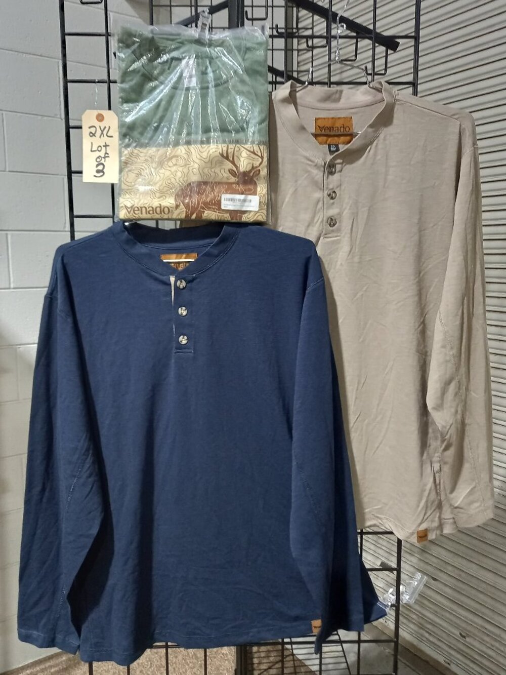 2-Long Sleeve Henleys + 1-Venado Graphic Tee | 2XL